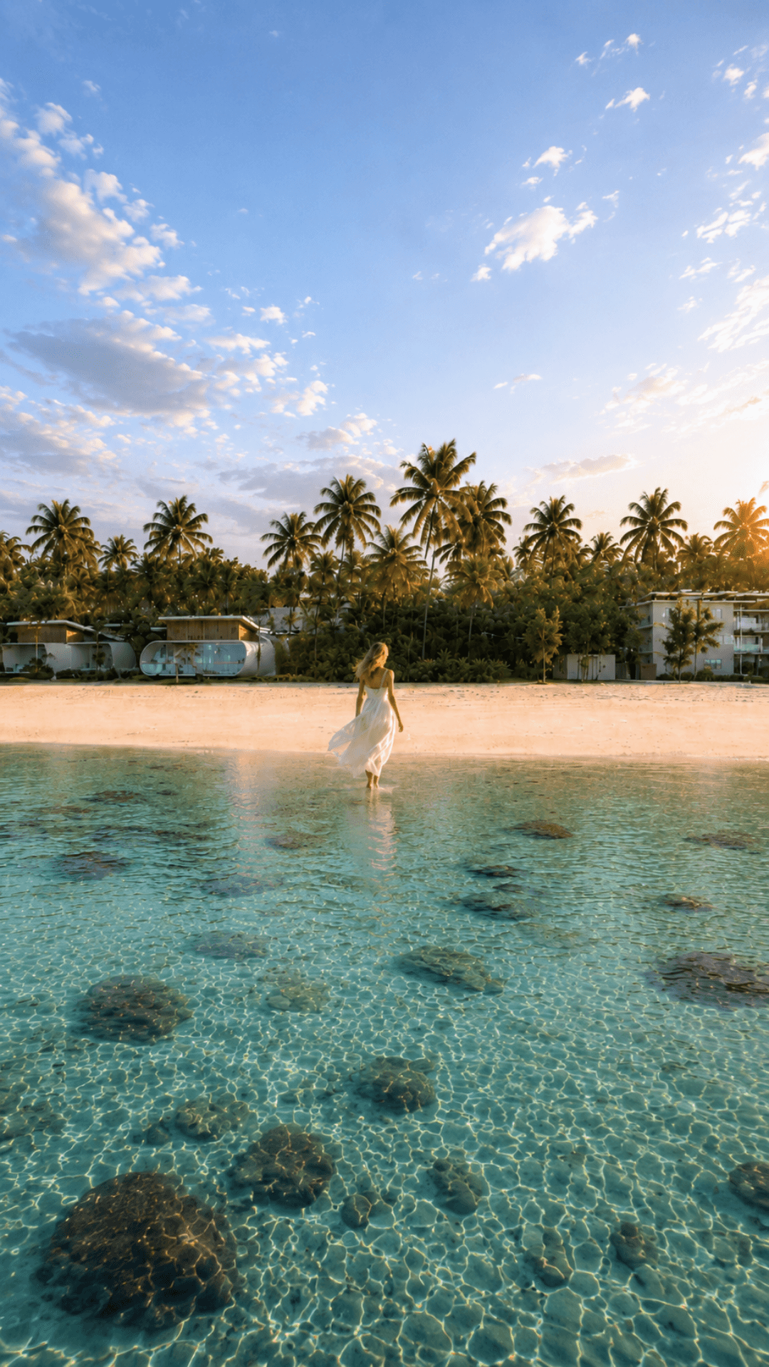 Aerial cinematic view of Las Terrenas coastline and luxury villas