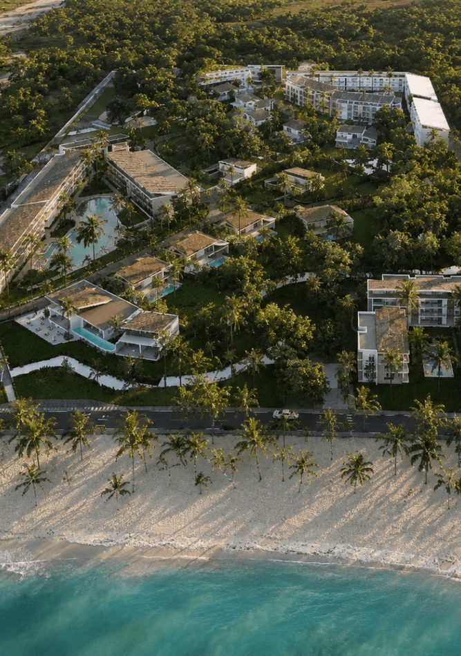 Modern luxury real estate construction in a Caribbean beach zone